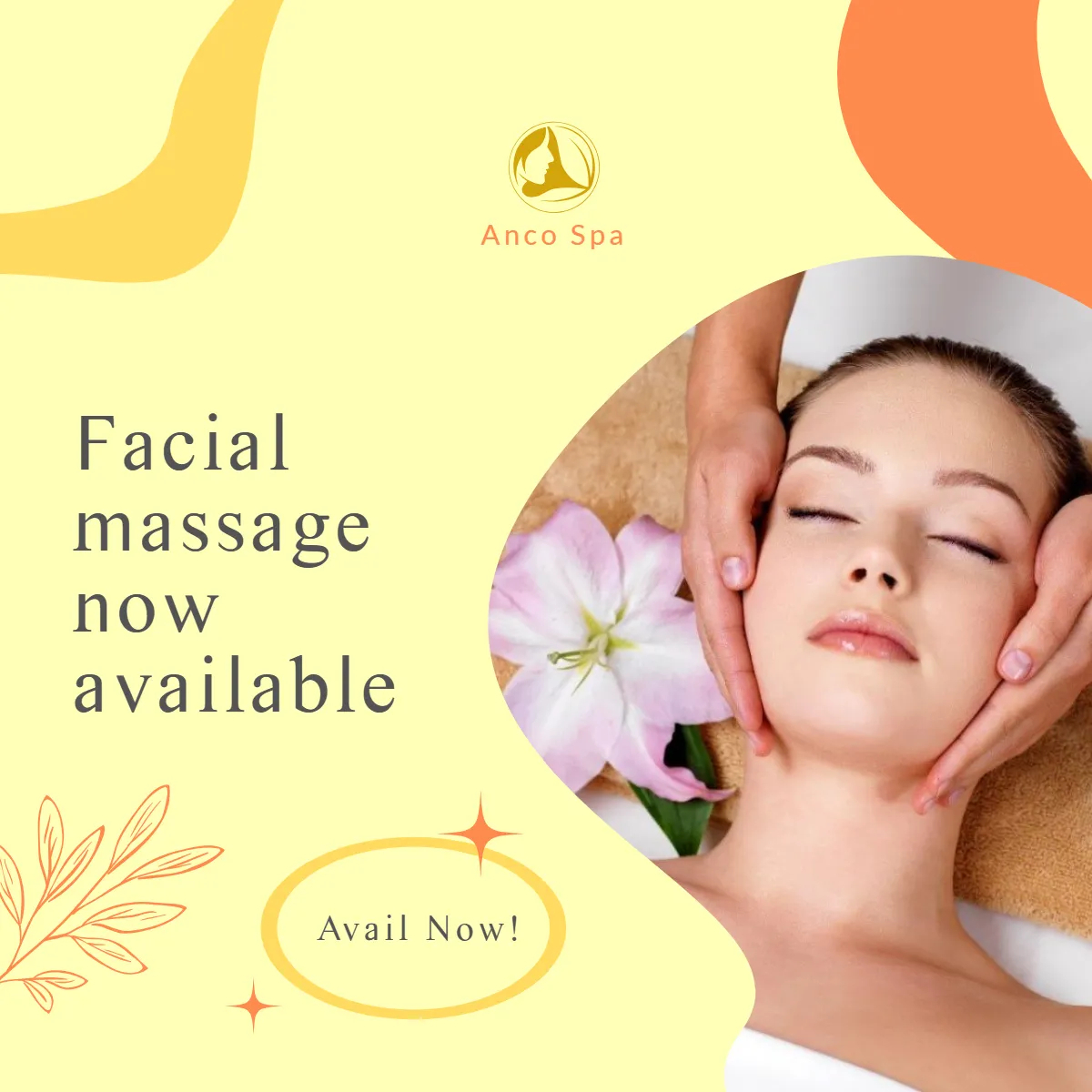 Facial Massage Ad Post, Instagram, Facebook Template