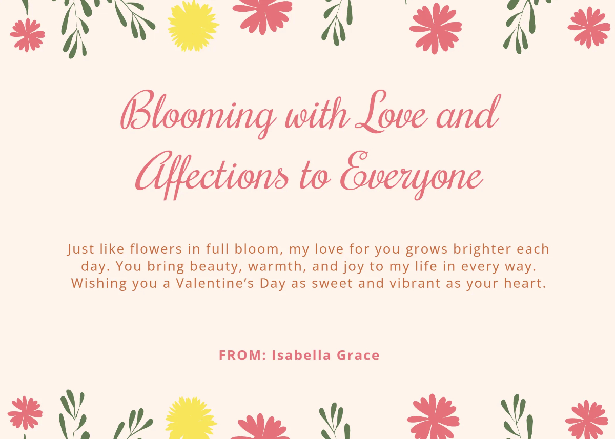 Floral Valentines Day Greeting Card Template