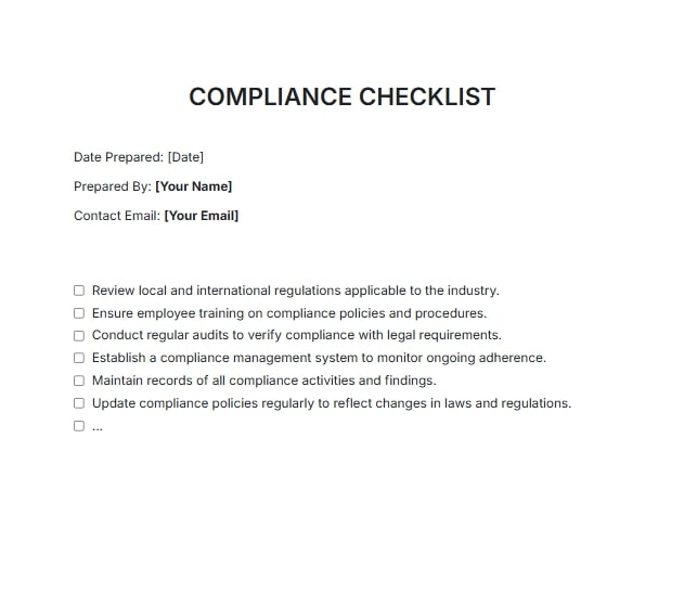 Free AI Compliance Checklist Generator, Compliance Checklist Maker Tool Free AI Compliance Checklist Generator, Compliance Checklist Maker Tool