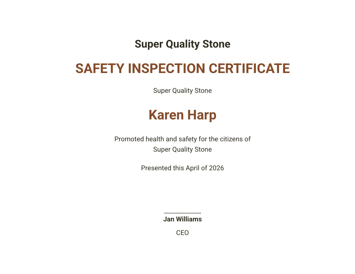Free Safety Inspection Certificate Template to Edit Online Free Safety Inspection Certificate Template to Edit Online