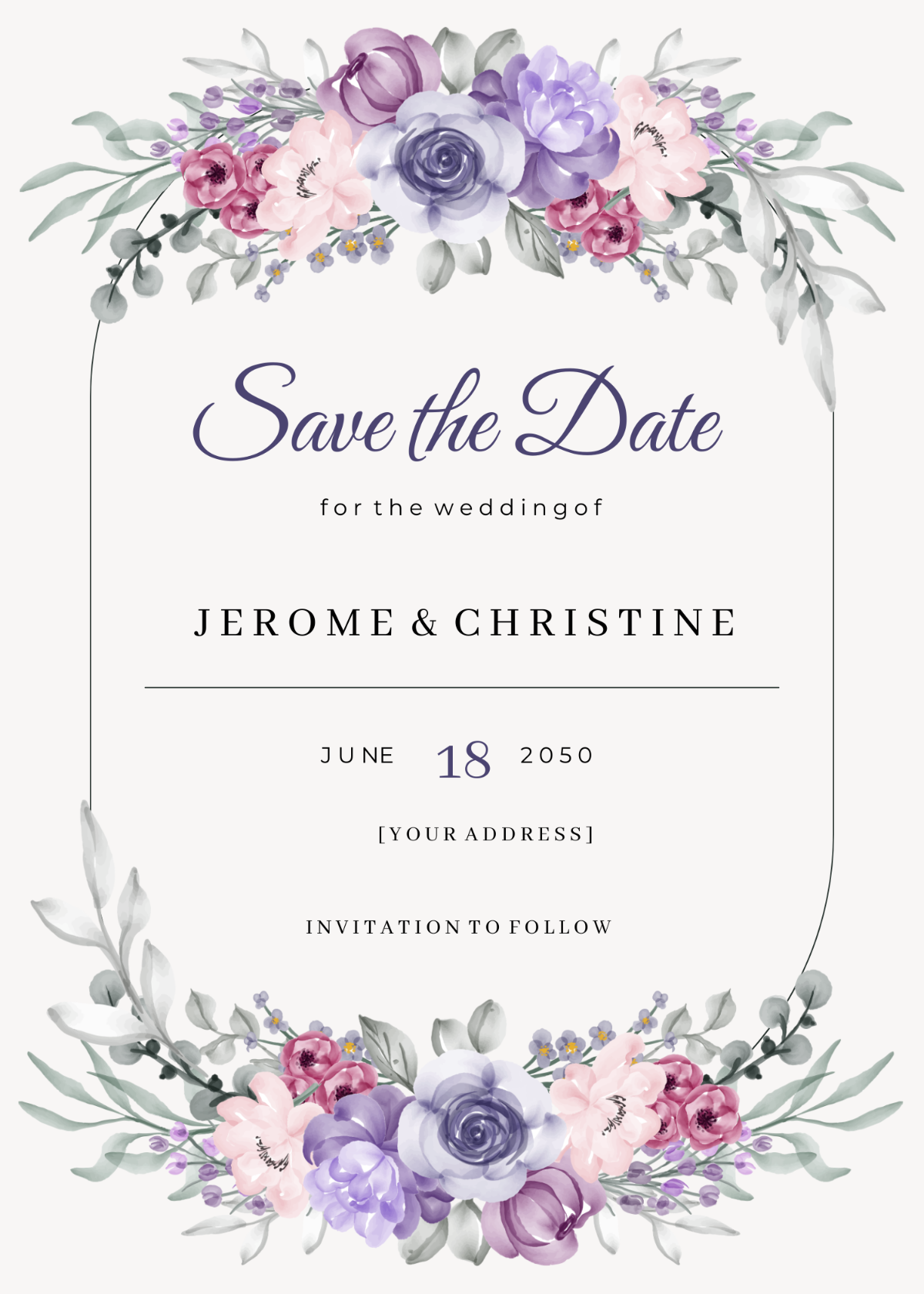 Mauve Save The Date Template