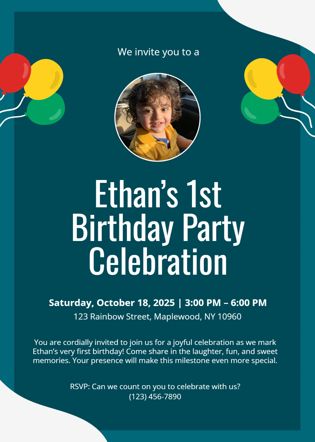 Free 1st Birthday Invitation Template to Edit Online