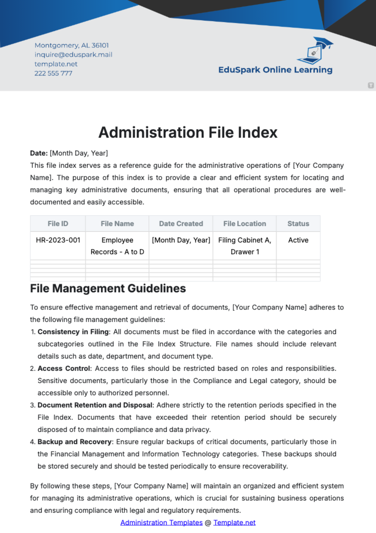 Free Administration File Index Template to Edit Online Free Administration File Index Template to Edit Online