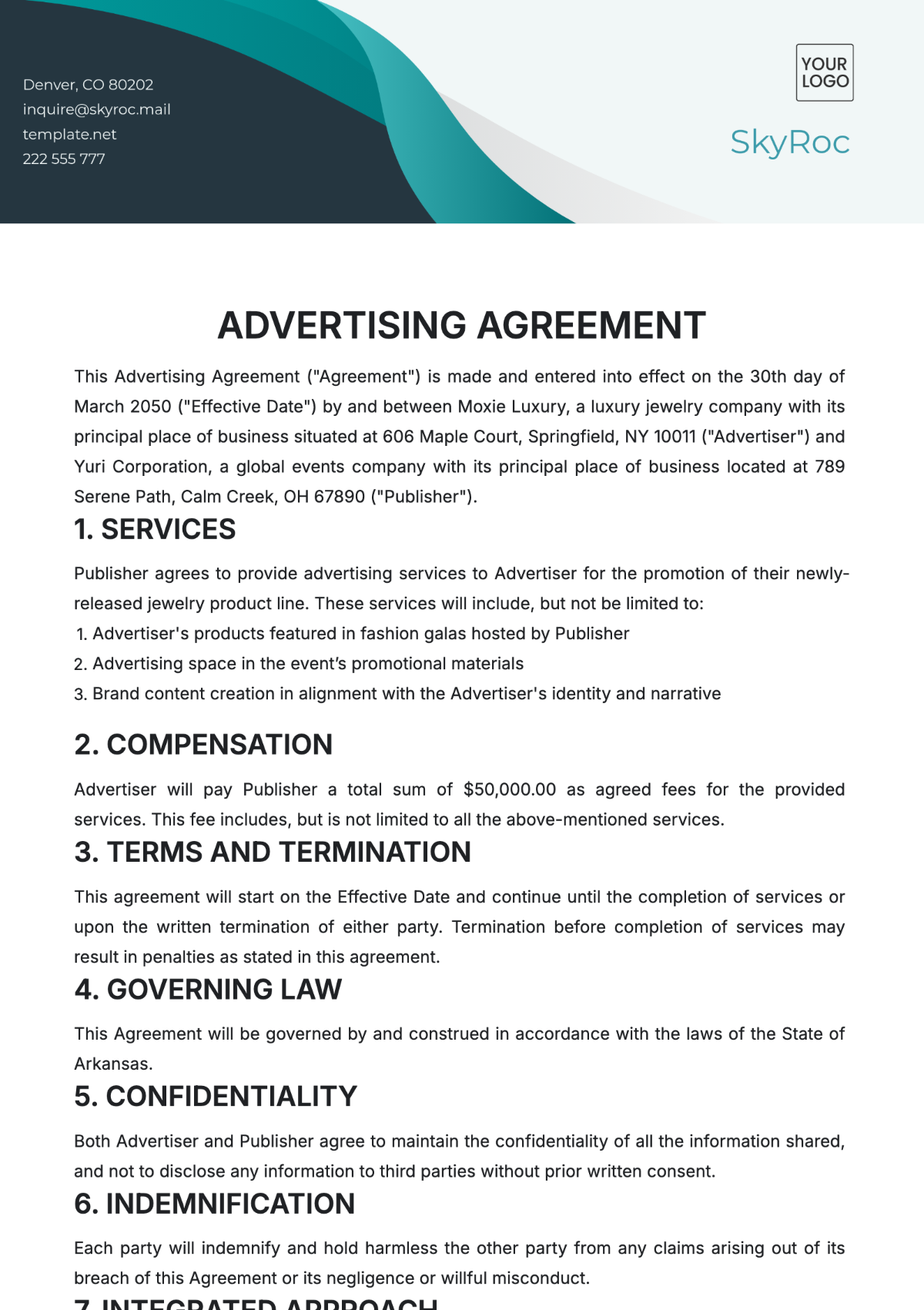 Free Advertising Agreement Template to Edit Online