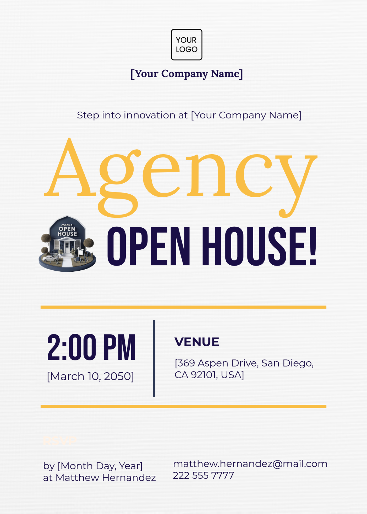 Free Agency Open House Invitation Card Template to Edit Online