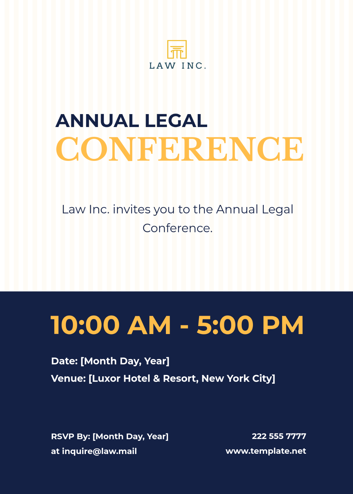 Free Annual Legal Conference Invitation Card Template to Edit Online