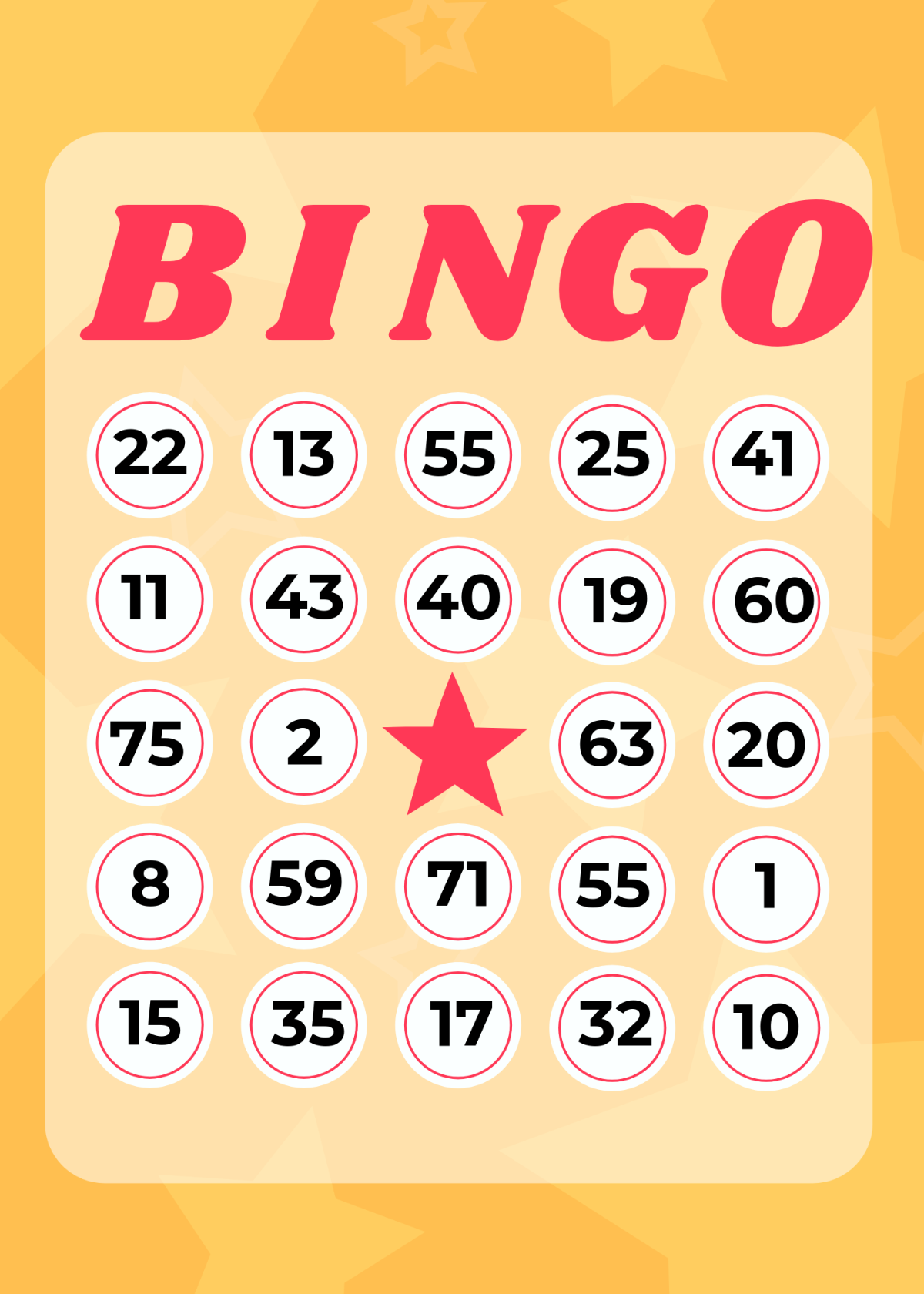 Bingo Card Template