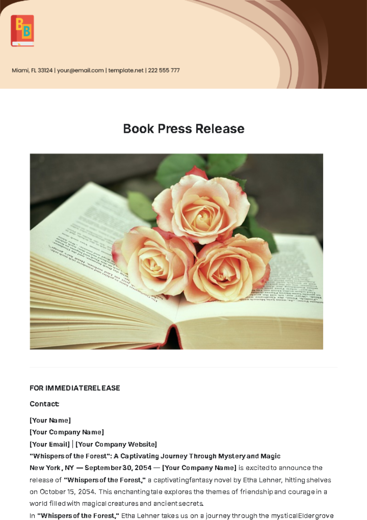 Book Press Release Template