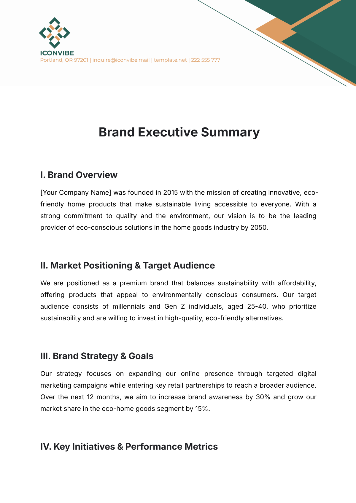 Free Brand Executive Summary Template to Edit Online