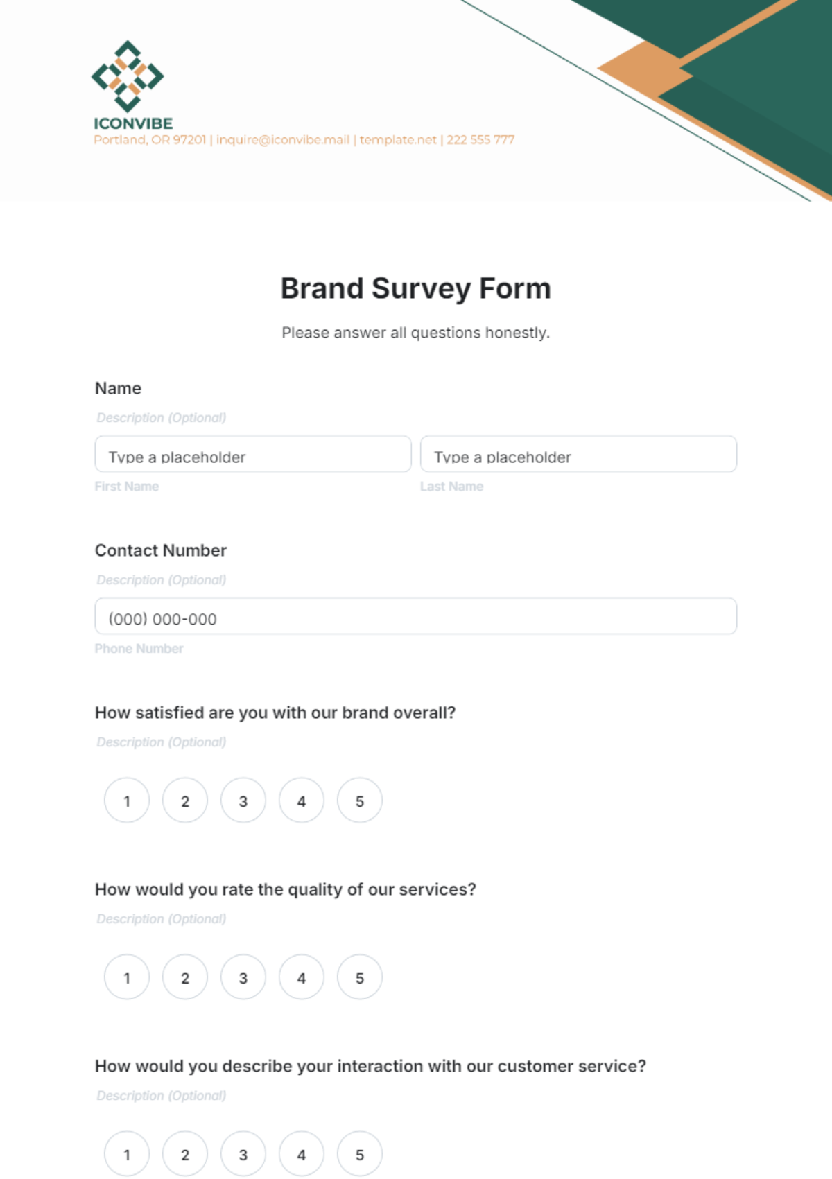 Free Brand Survey Form Template to Edit Online