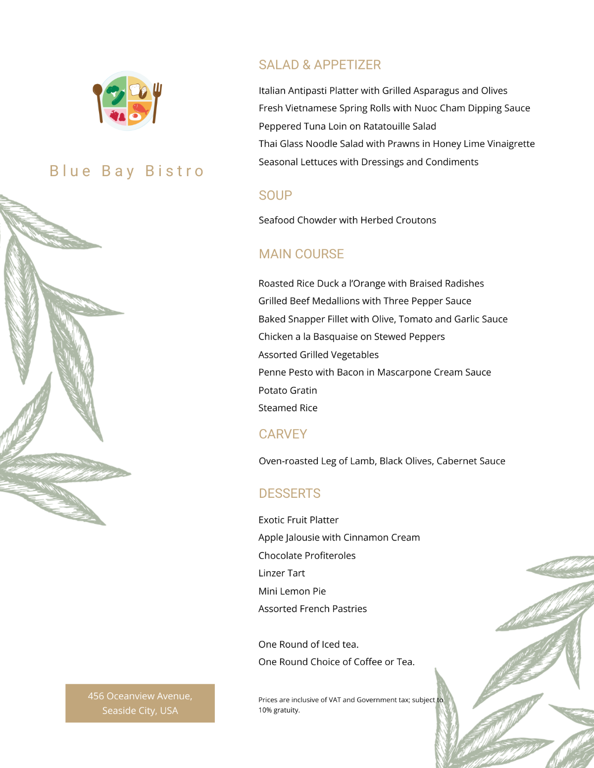 Classic Buffet Menu Template