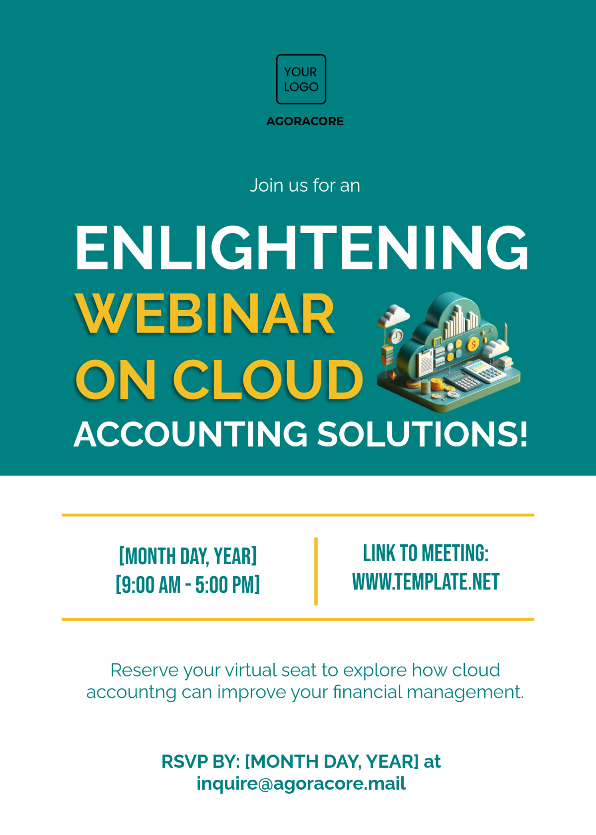 Free Cloud Accounting Solutions Webinar Invitation Card Template to Edit Online Free Cloud Accounting Solutions Webinar Invitation Card Template to Edit Online
