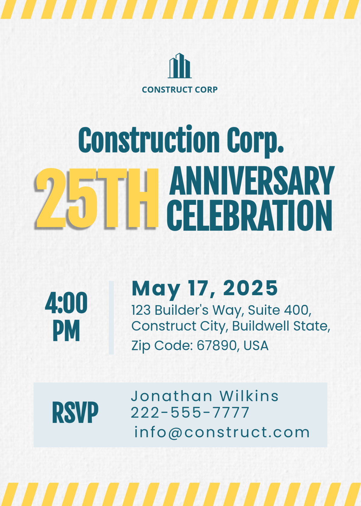 Construction Company Party Invitation Template
