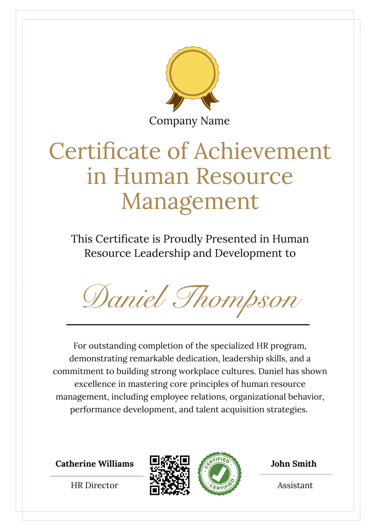 Free Elegant HR Certificate Template to Edit Online Free Elegant HR Certificate Template to Edit Online