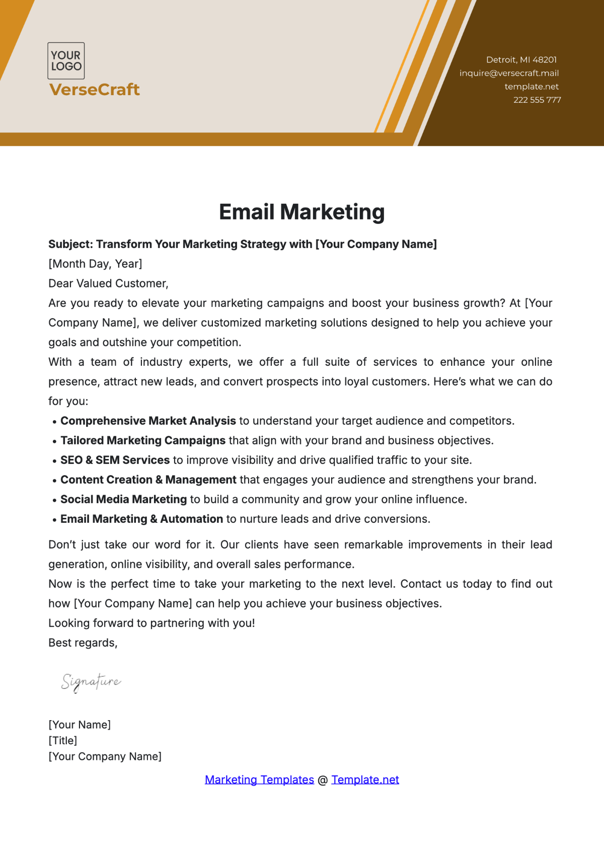 Free Email Marketing Template to Edit Online Free Email Marketing Template to Edit Online
