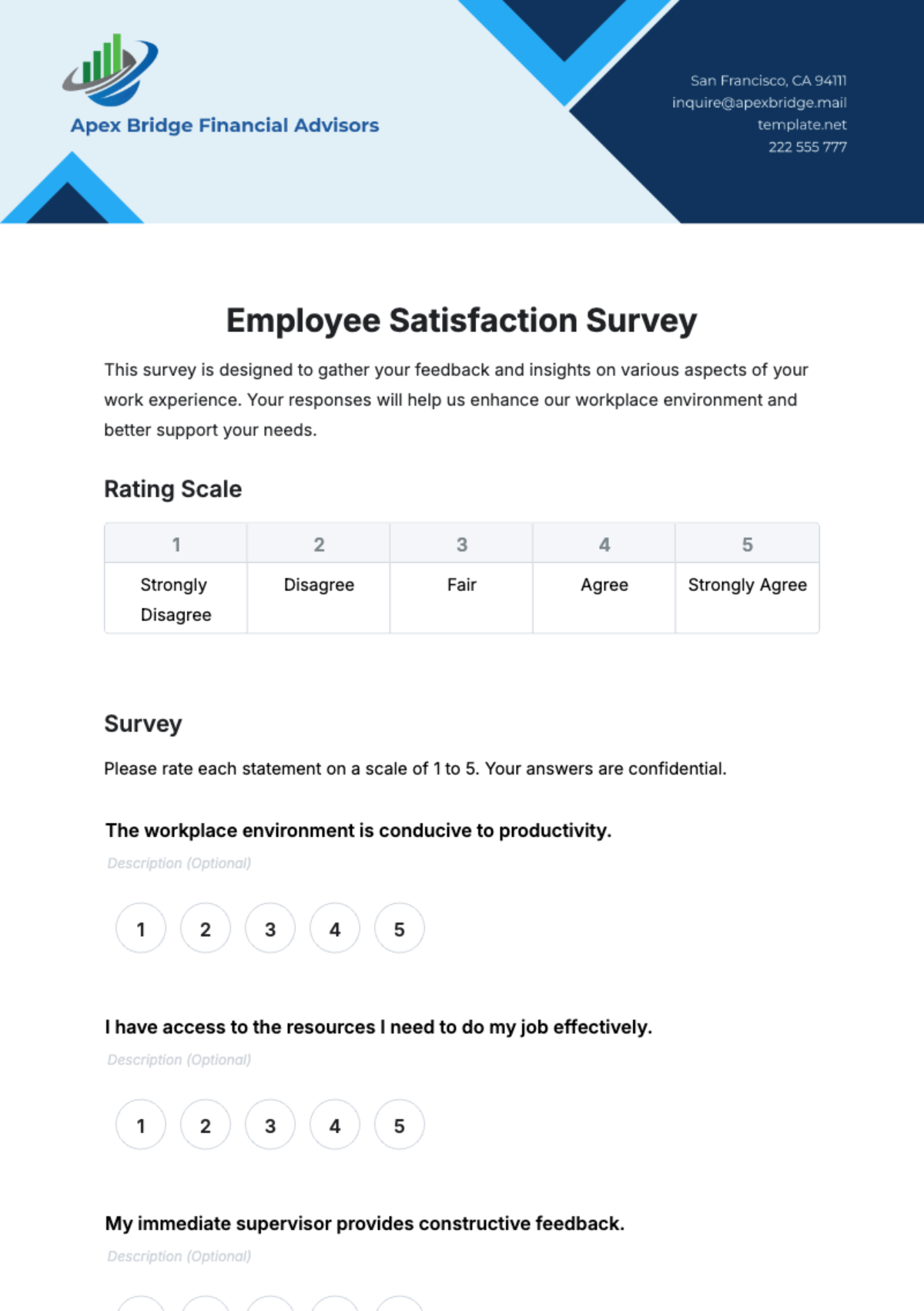 Free Employee Satisfaction Survey HR Template to Edit Online Free Employee Satisfaction Survey HR Template to Edit Online