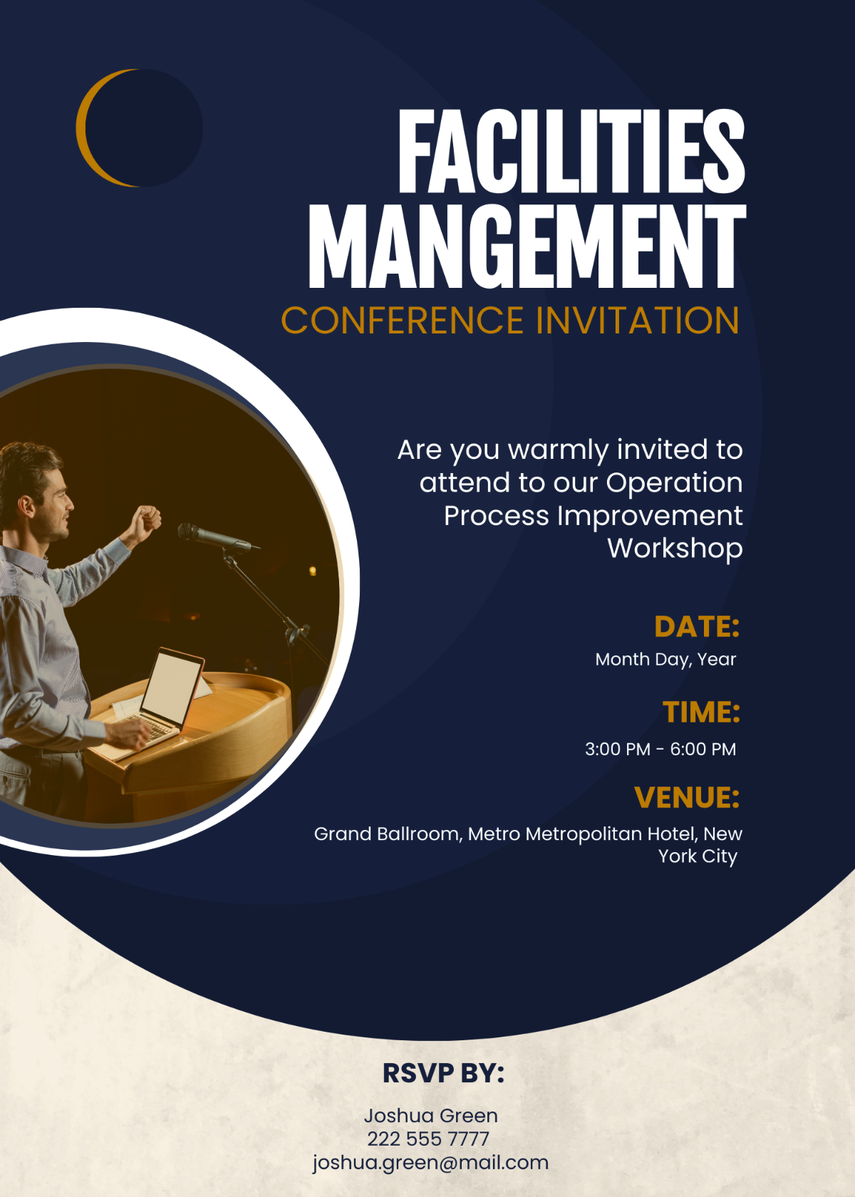 Free Facilities Management Conference Invitation Card Template to Edit Online
