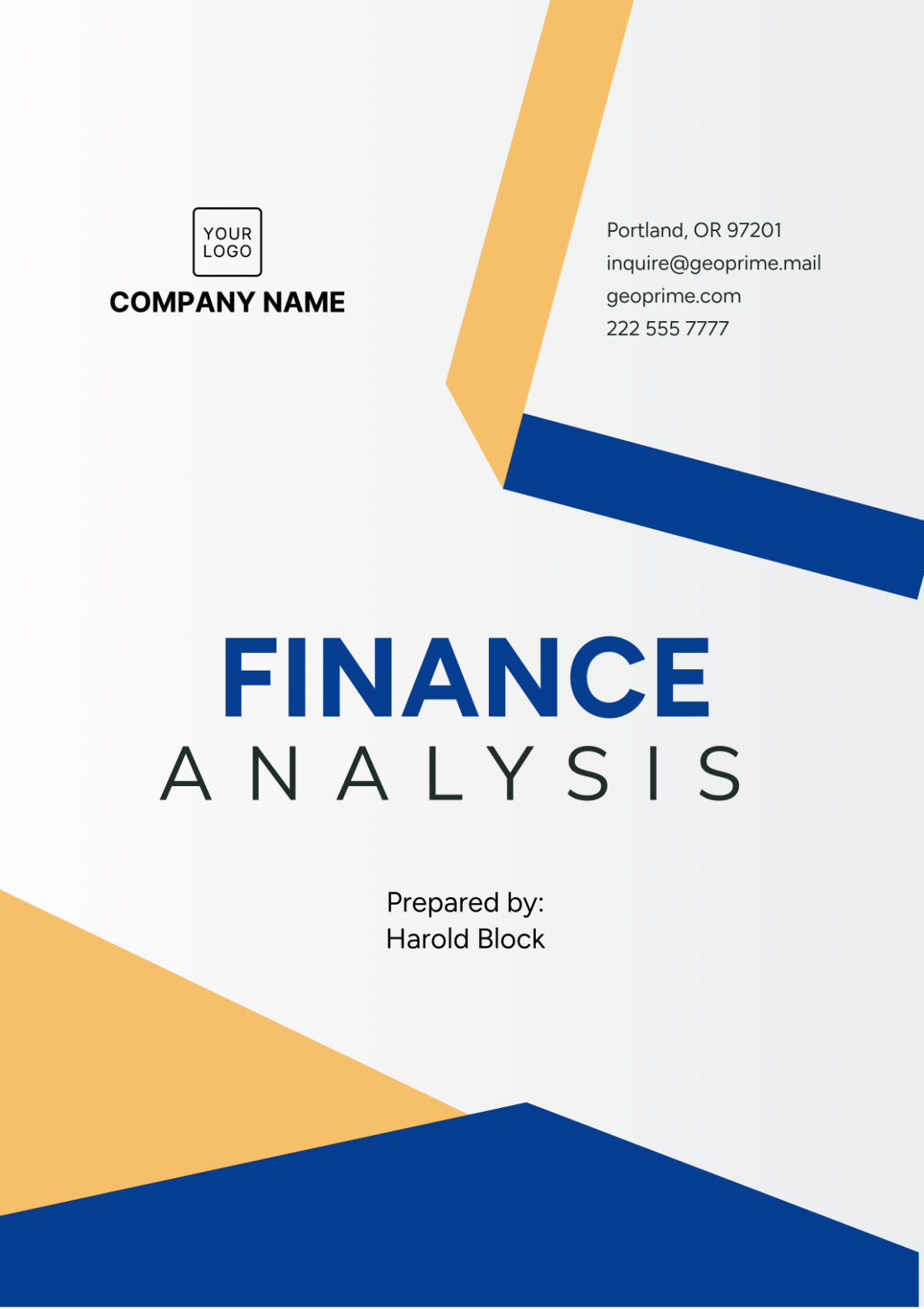 Free Finance Analysis Template to Edit Online