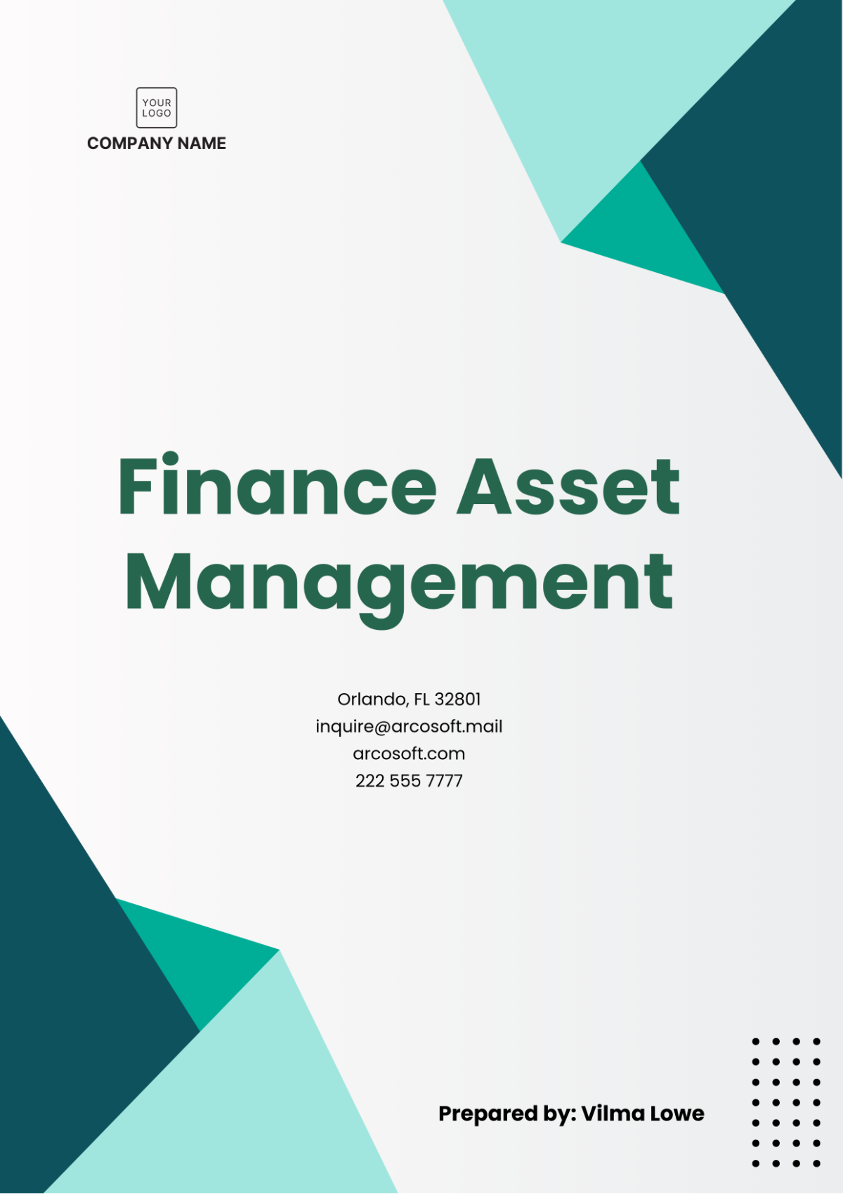 Free Finance Asset Management Template to Edit Online