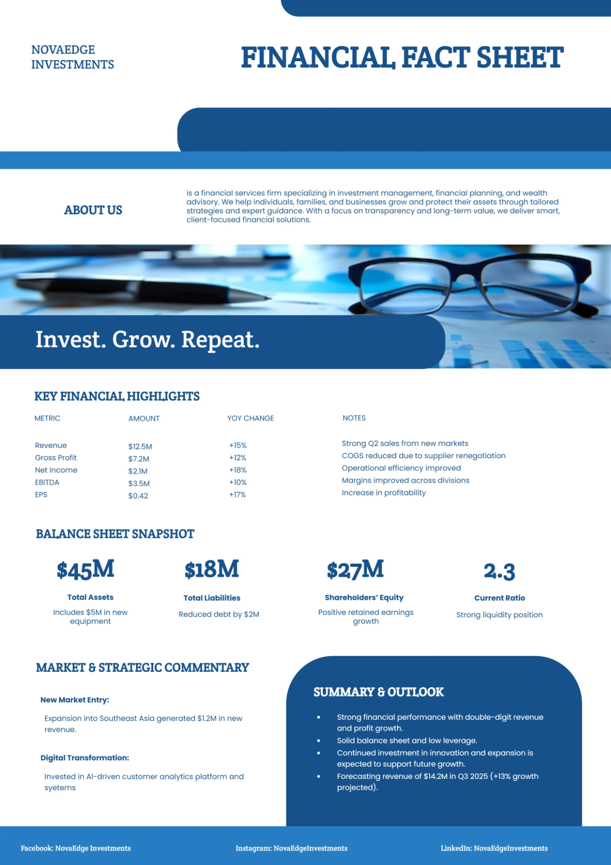 Free Financial Fact Sheet Template