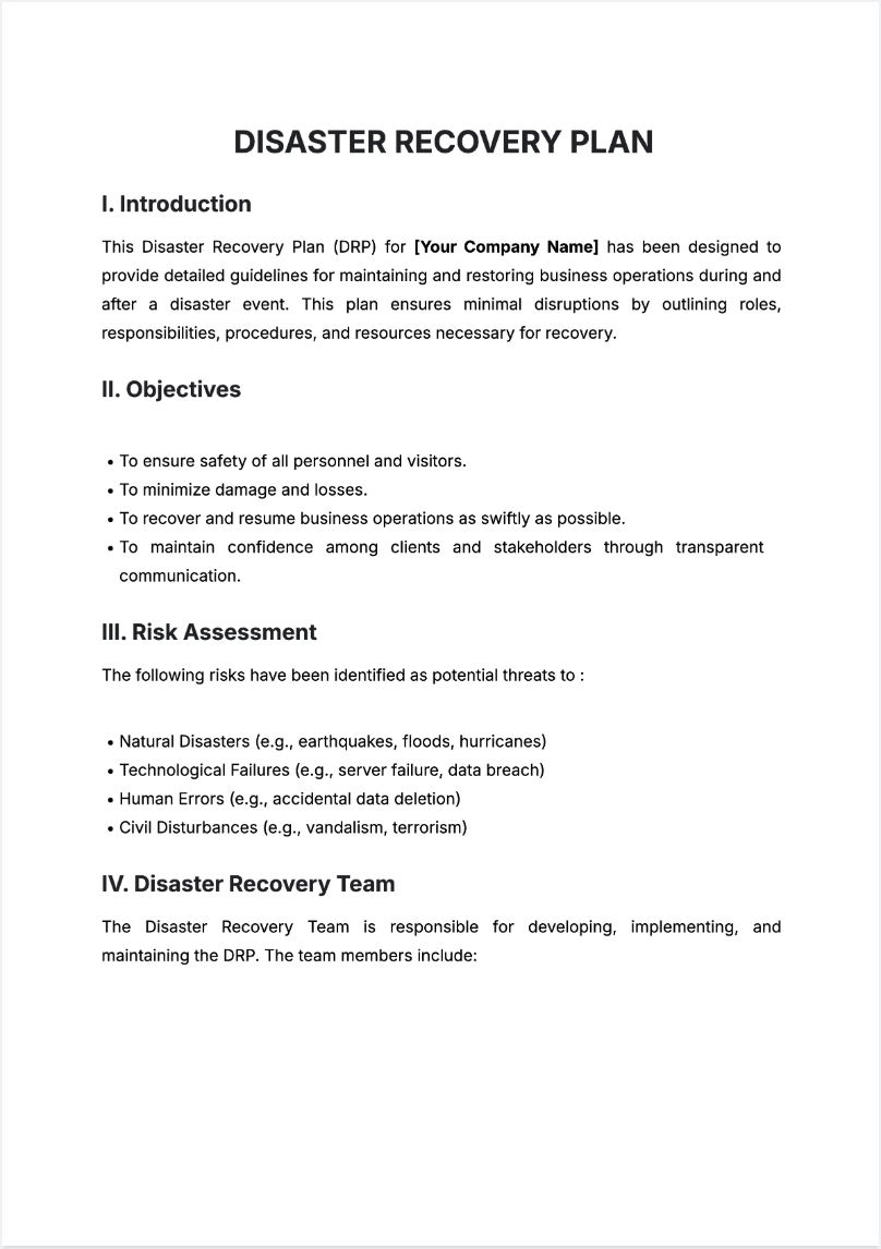 Free AI Disaster Recovery Plan Generator, Maker Online Tool Free AI Disaster Recovery Plan Generator, Maker Online Tool