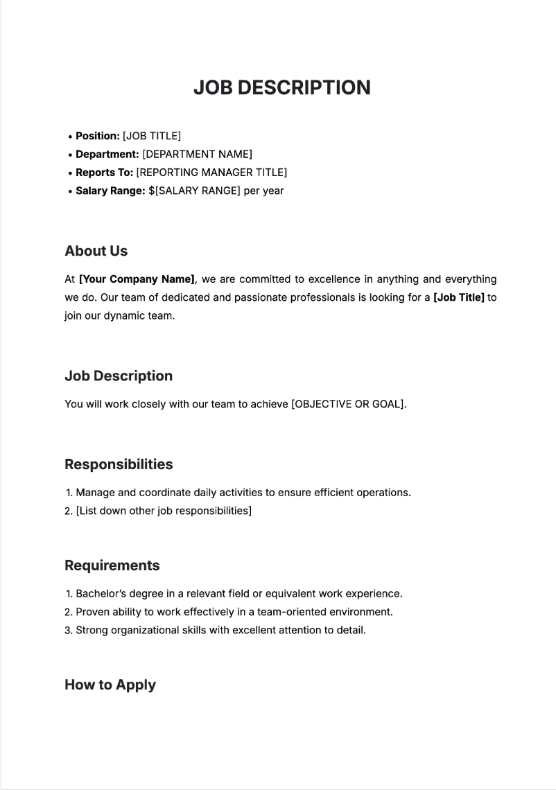 Free AI Job Description Generator, Free Job Description Maker Online Tool Free AI Job Description Generator, Free Job Description Maker Online Tool