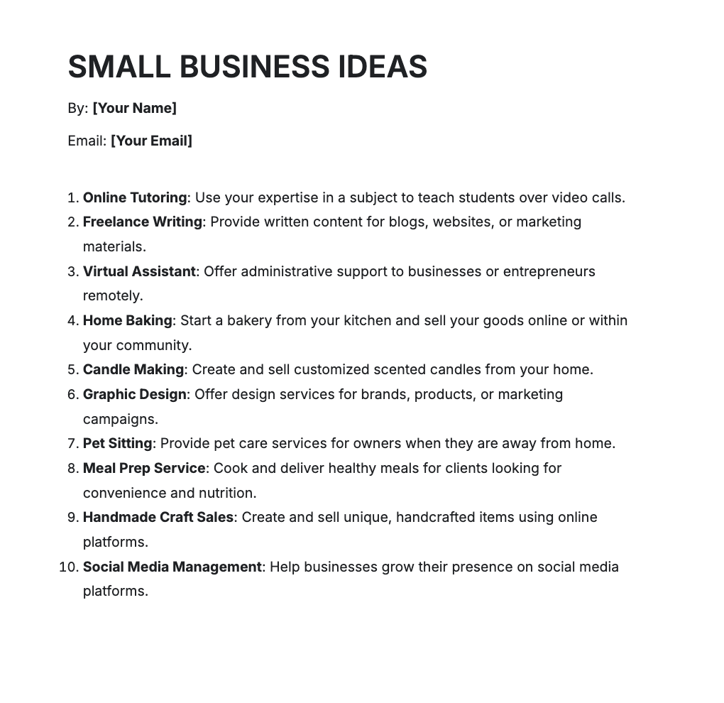 Free AI Small Business Ideas Generator, Maker Online Tool Free AI Small Business Ideas Generator, Maker Online Tool