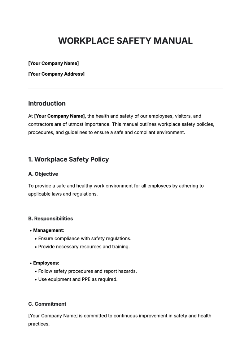 Free AI Workplace Safety Manual Generator, Maker Online Tool Free AI Workplace Safety Manual Generator, Maker Online Tool