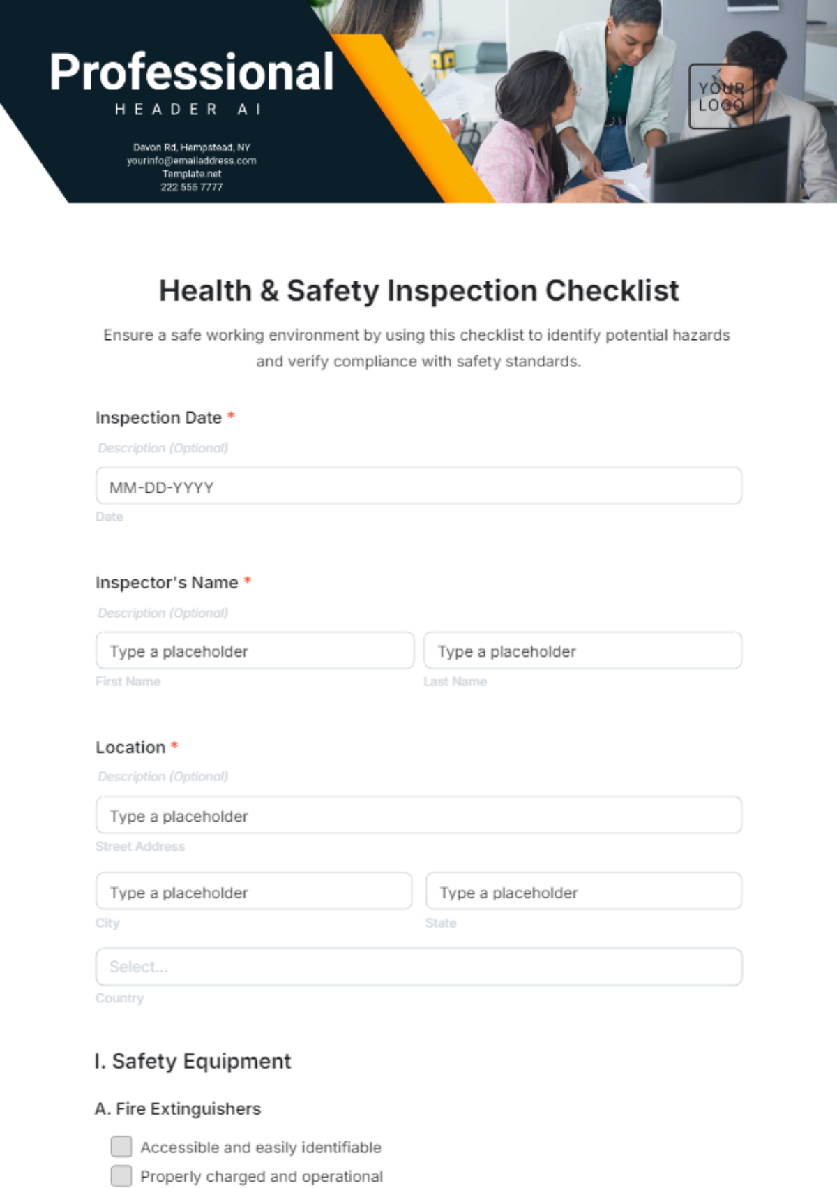 Free Health & Safety Inspection Checklist Form Template to Edit Online Free Health & Safety Inspection Checklist Form Template to Edit Online