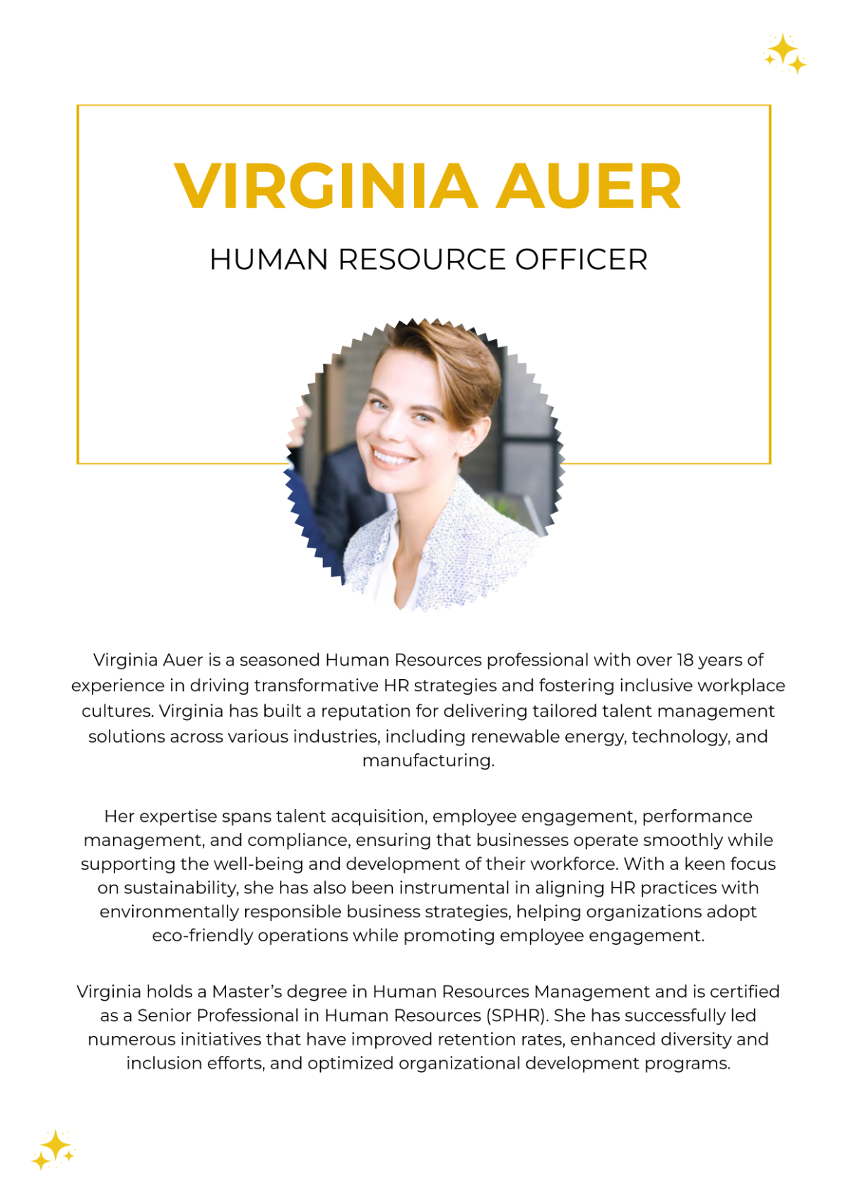 Free HR Professional Bio Template to Edit Online Free HR Professional Bio Template to Edit Online