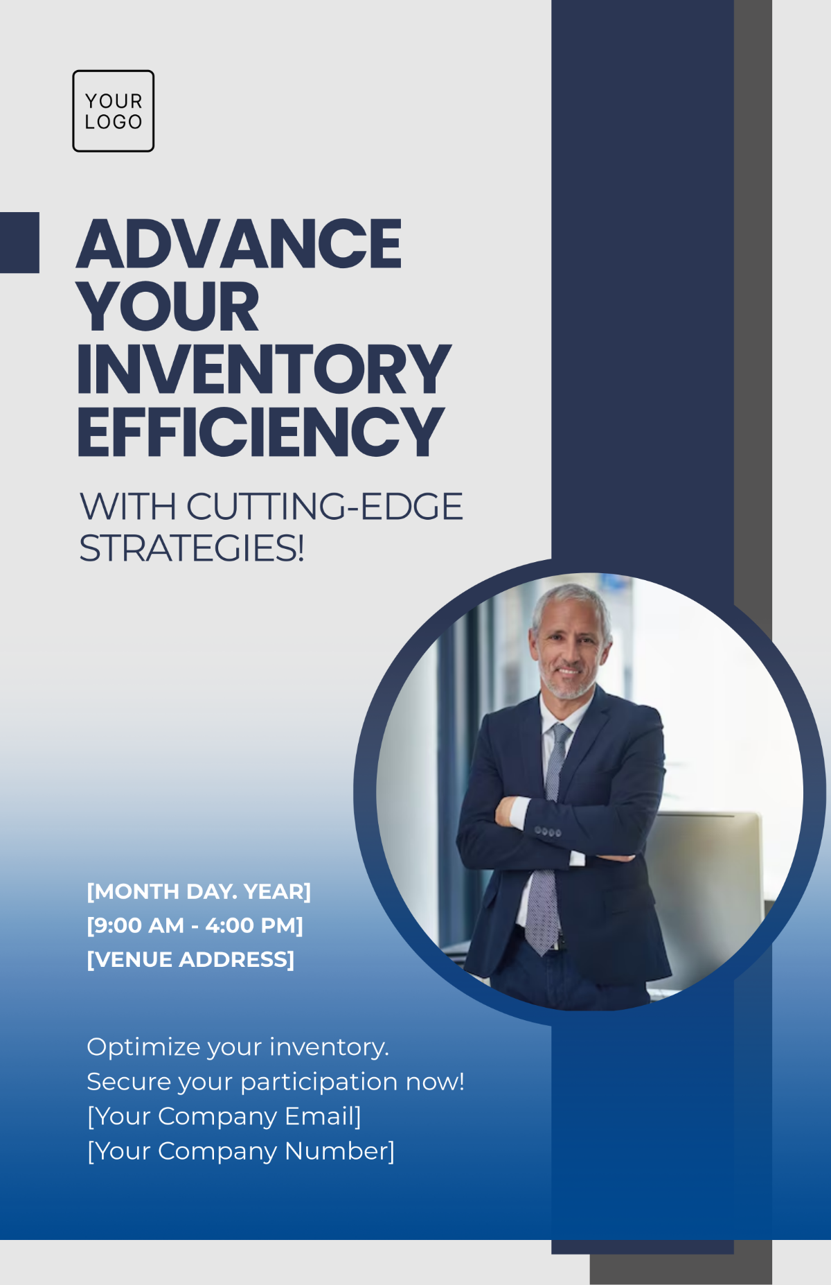 Free Inventory Management Strategies Forum Poster Template to Edit Online