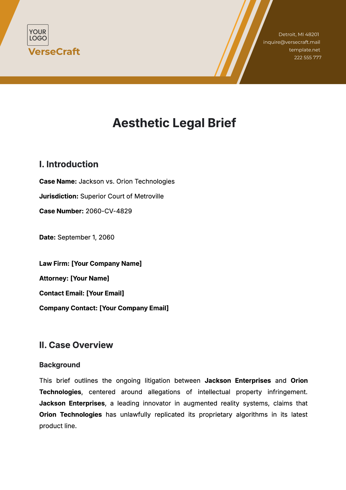 Free Legal Brief Template to Edit Online