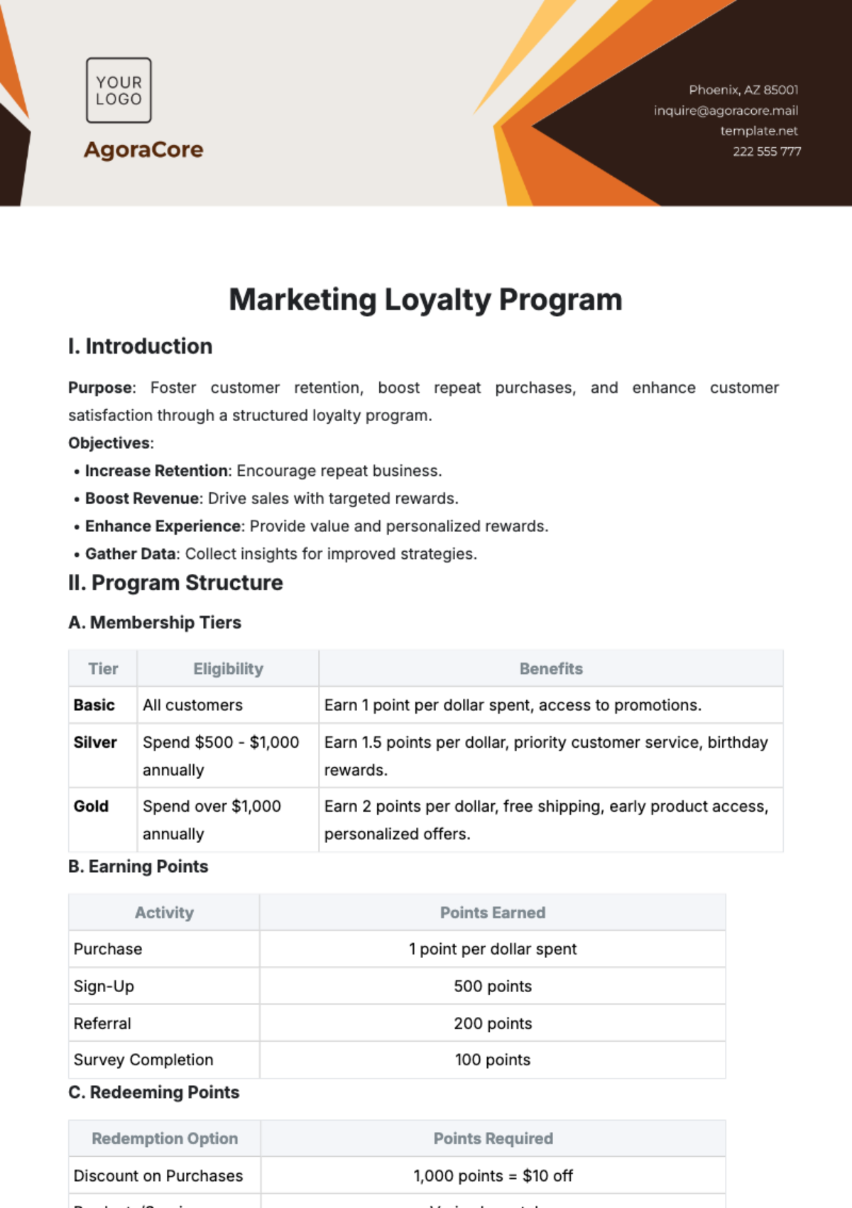 Free Marketing Loyalty Program Template to Edit Online Free Marketing Loyalty Program Template to Edit Online