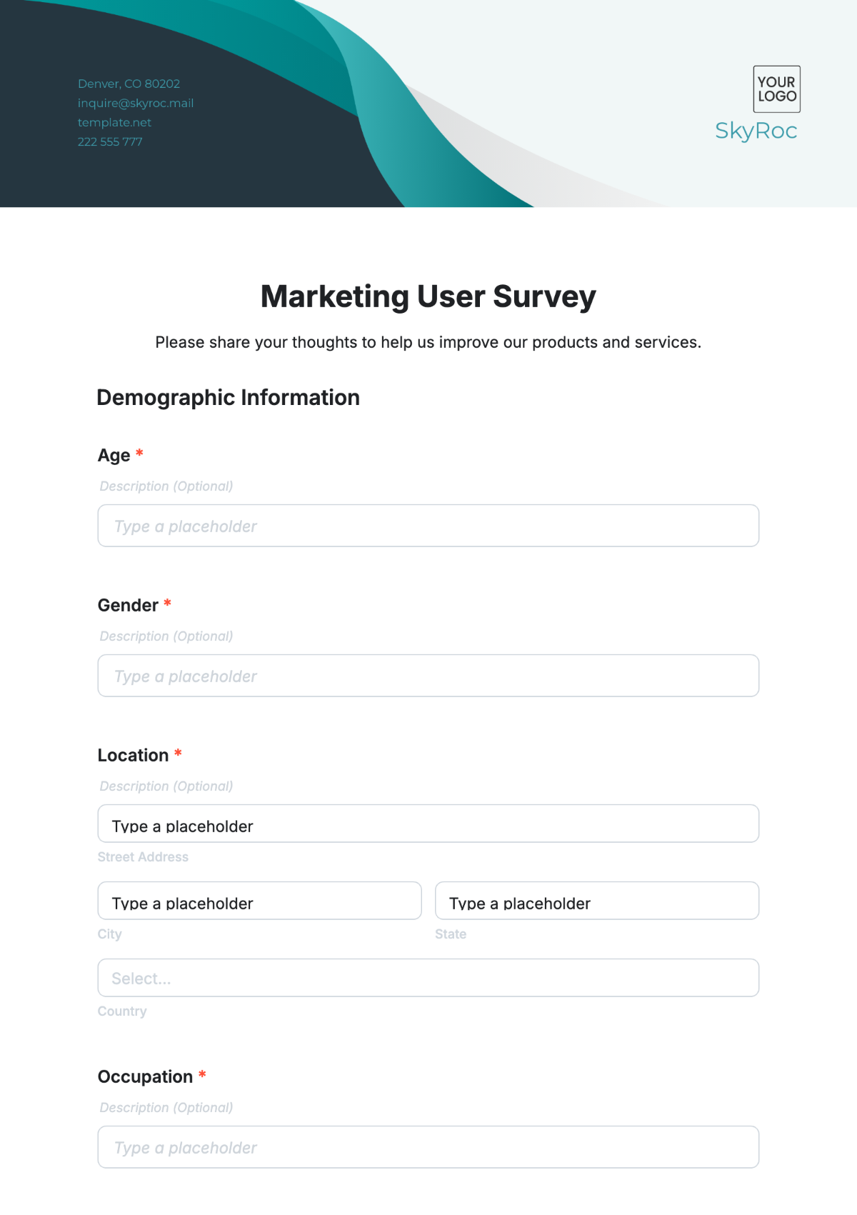 Free Marketing User Survey Template to Edit Online Free Marketing User Survey Template to Edit Online