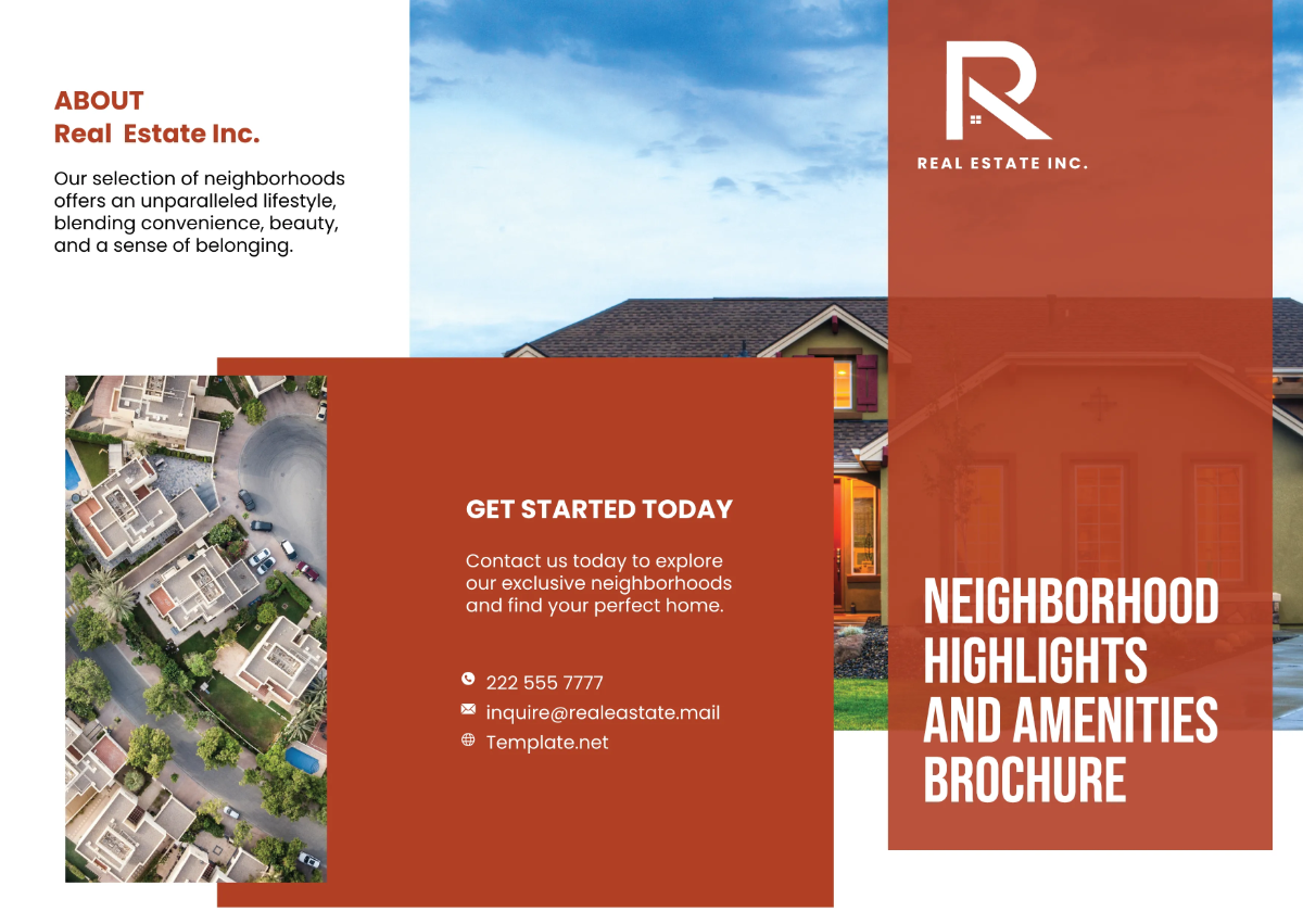 Free Neighborhood Highlights and Amenities Brochure Template to Edit Online