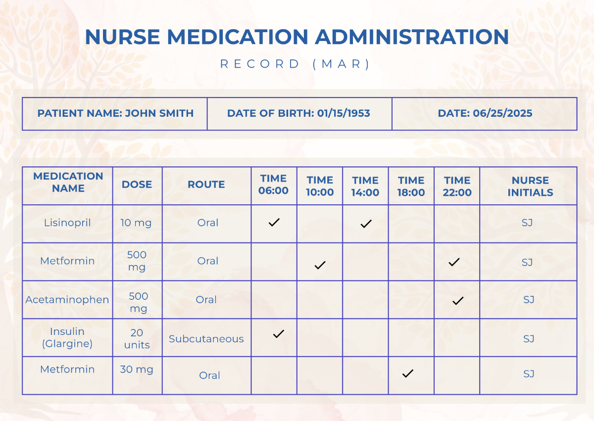 Free Nurse Medication Administration Record (MAR) Template to Edit Online Free Nurse Medication Administration Record (MAR) Template to Edit Online