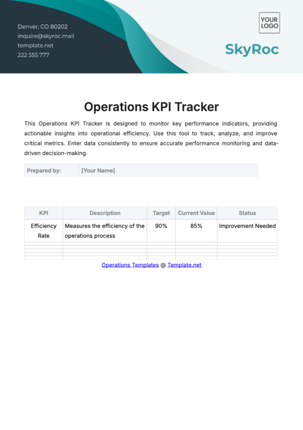 Free Operations KPI Tracker Template to Edit Online