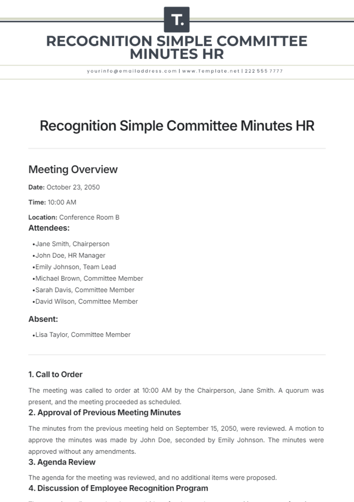 Free Recognition Simple Committee Minutes HR Template to Edit Online Free Recognition Simple Committee Minutes HR Template to Edit Online