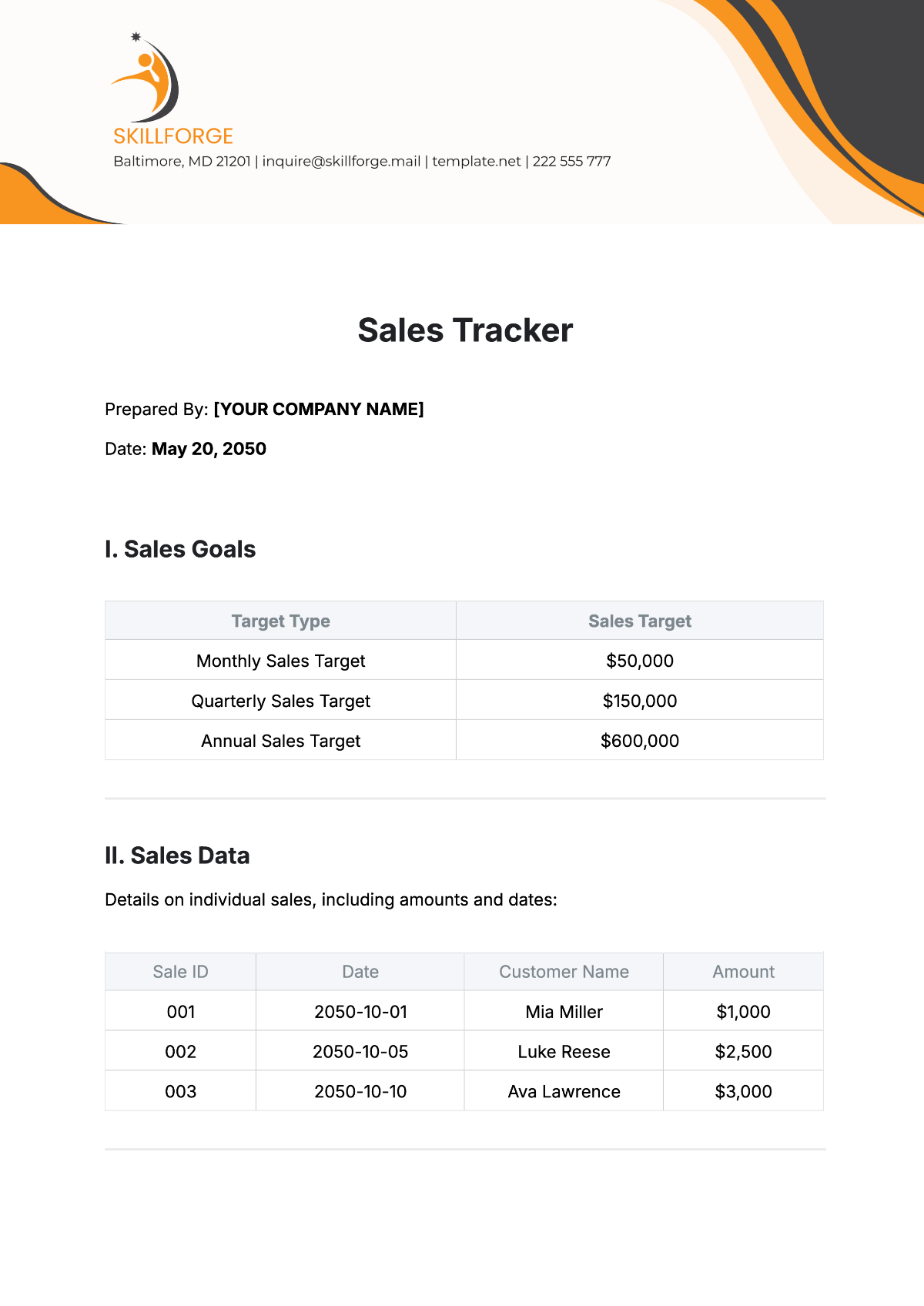 Free Sales Tracker Template to Edit Online
