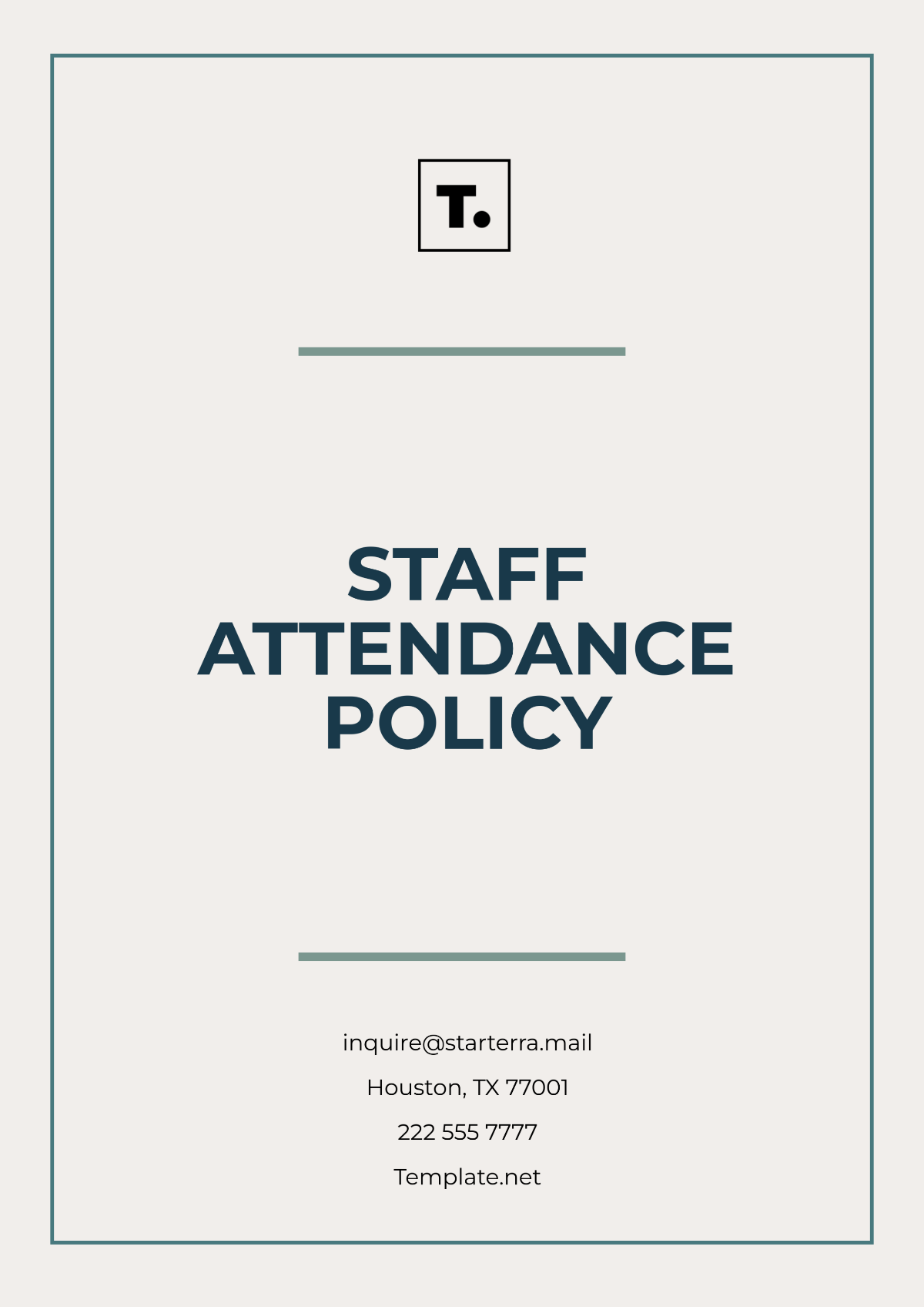 Staff Attendance Policy Template