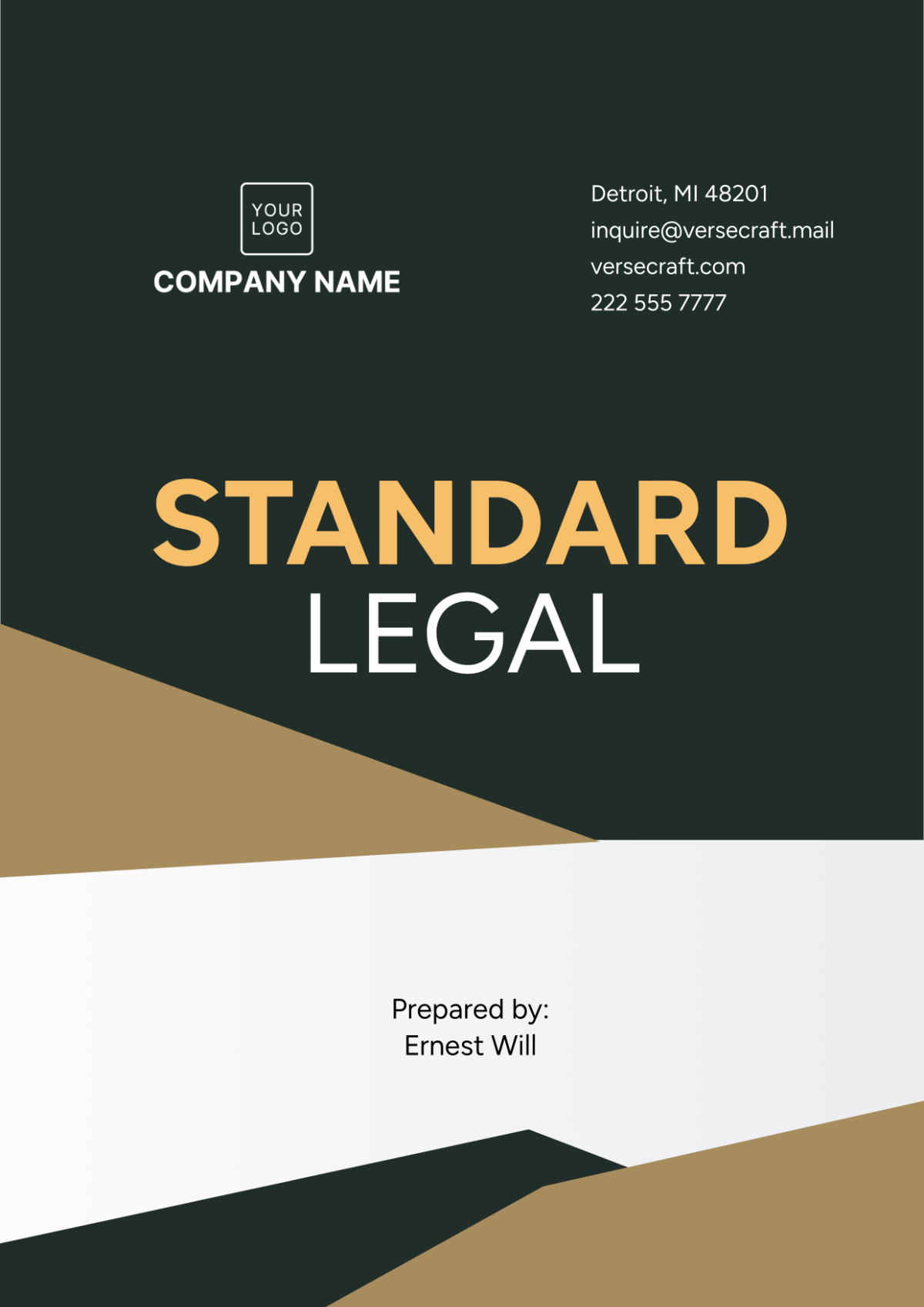 Free Standard Legal Cover Page Template to Edit Online