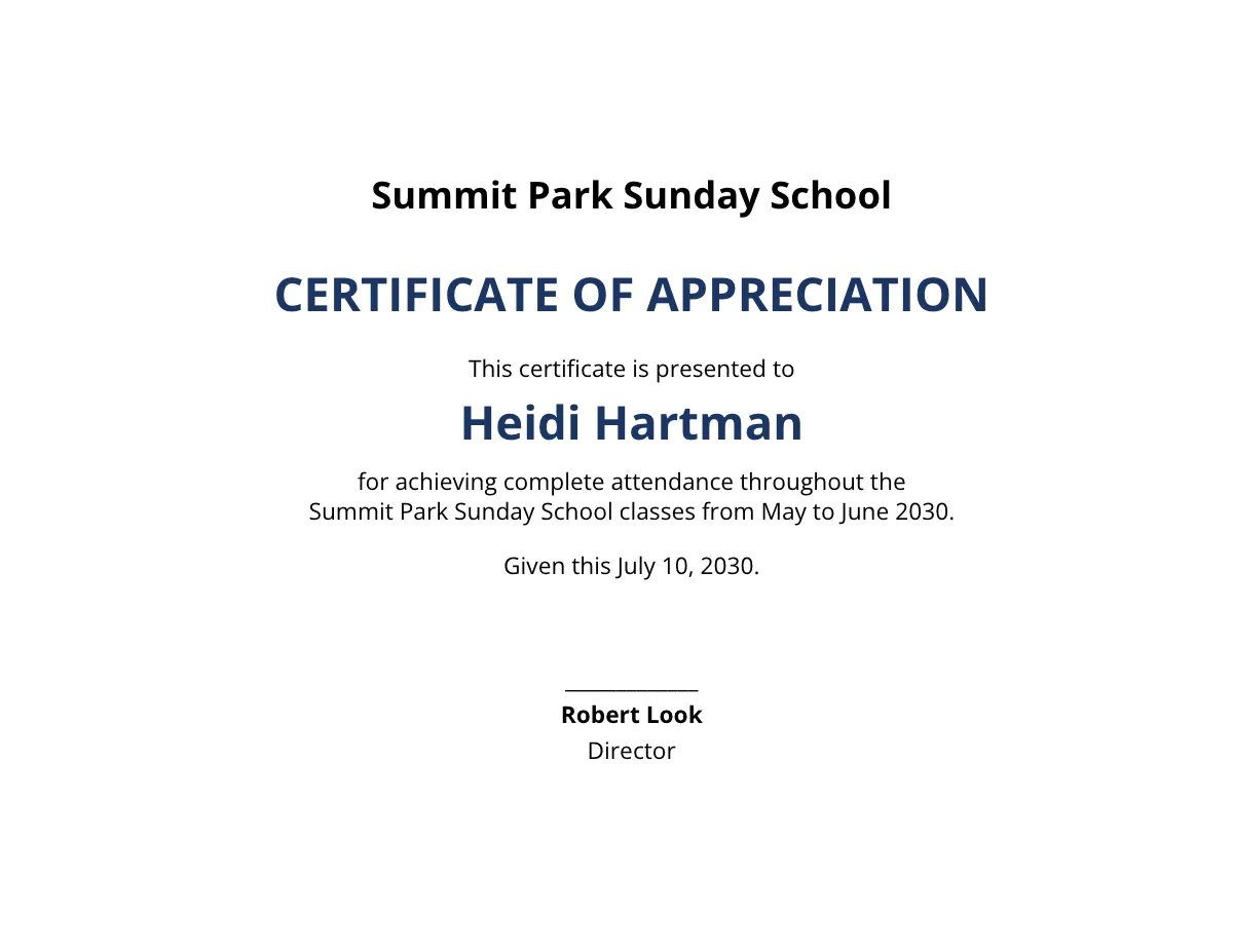 Free Sunday School Student Certificate Template to Edit Online