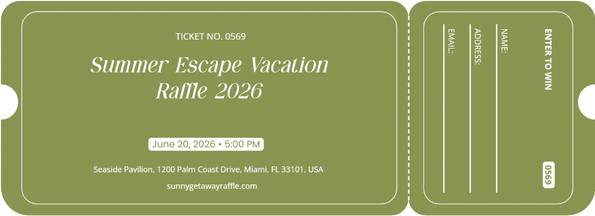 Vacation Raffle Ticket Template